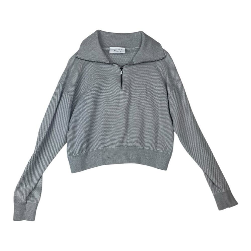 Varley x Barry's size xs gray knit pull over 1/4 zip Sweater waffle relaxed